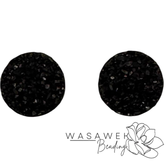 Black Round Glitter 8 mm