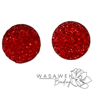 Red Round Glitter 8 mm