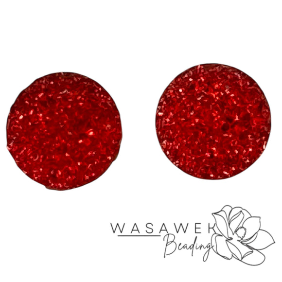 Red Round Glitter 8 mm