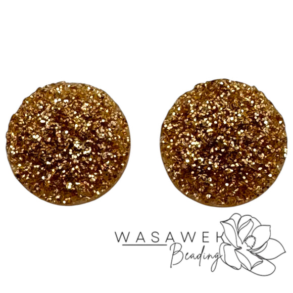 Gold Round Glitter 8 mm