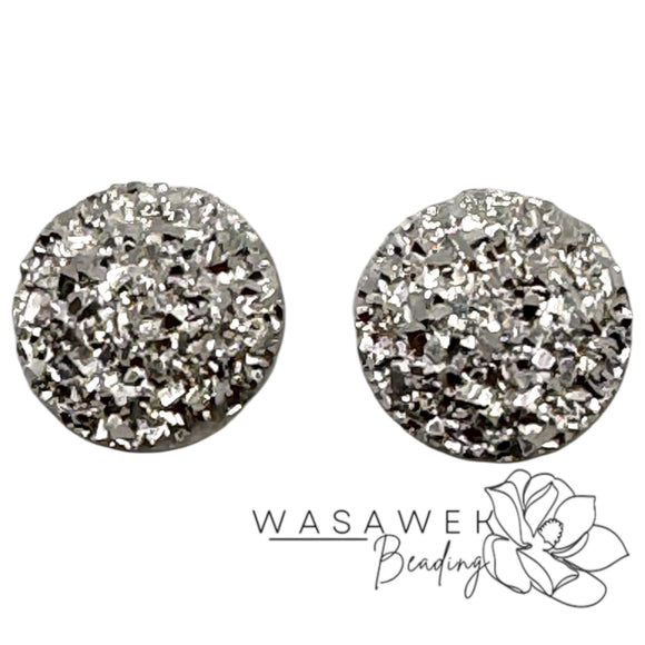 Silver Round Glitter 8 mm