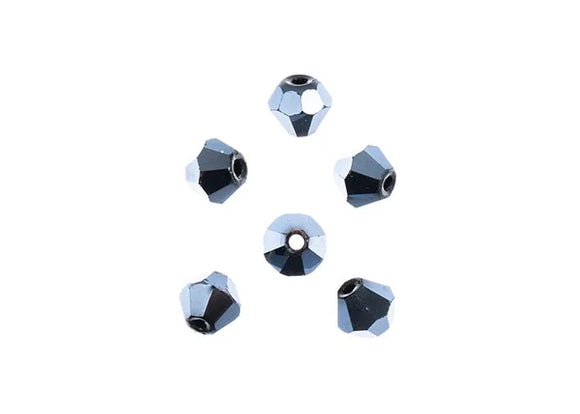 Crystal Lane 4 mm Bicone Opaque Gunmetal Lustre