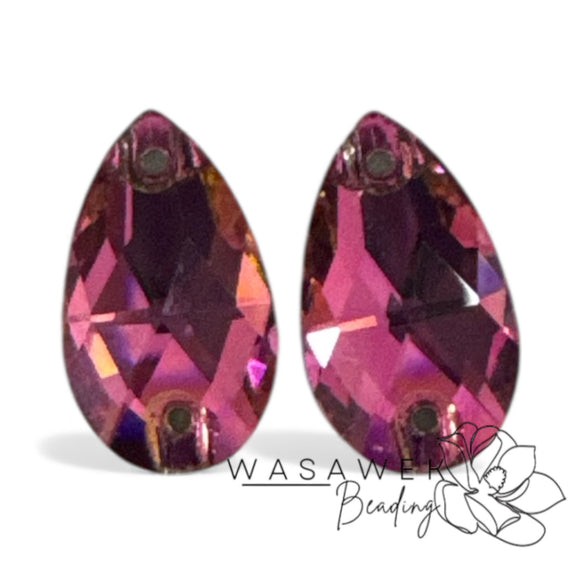 Pink Flame with Green Rhinestone