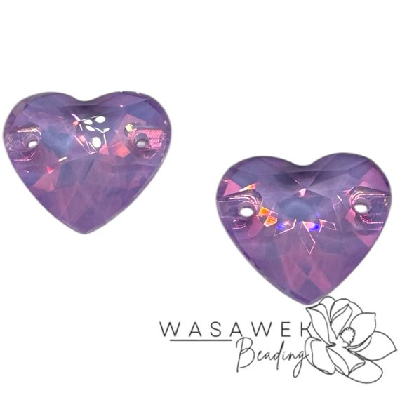 Heart Lavender Rhinestone Glass