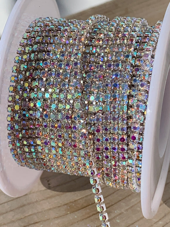 Ab Rhinestone Trim SS6 Silver Crystal AB Rhinestone Banding – Wasawek Beading