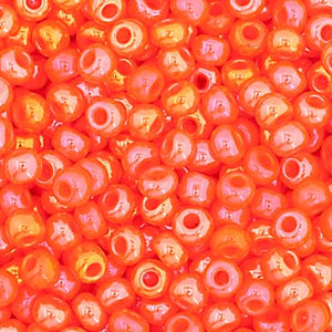 Czech Seed Bead 11/0 Opaque Orange Rainbow Luster