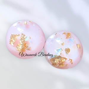 Gold Foil Pink Cabochon